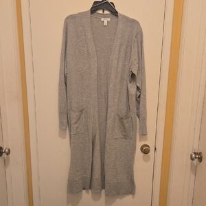 Nine West Gray Long Knit Cardigan